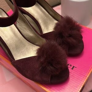 Anthropologie Seychelles Corey Lynn Calter Seduce peep toes shoes Pom poms